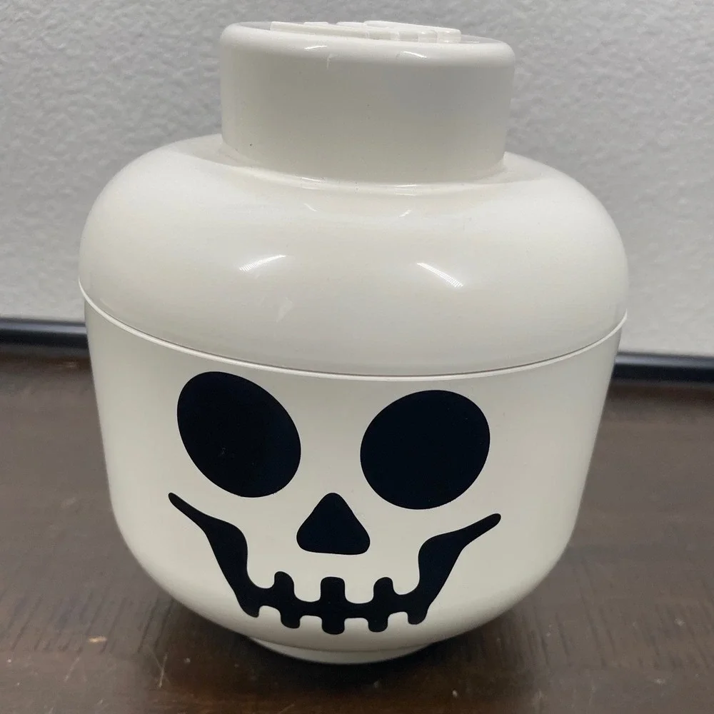 LEGO Storage Head Small Skeleton White Skull Toy Box Container 7 Inch